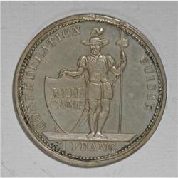 Switzerland Vaud. Silver "Shooting" 1 Franc