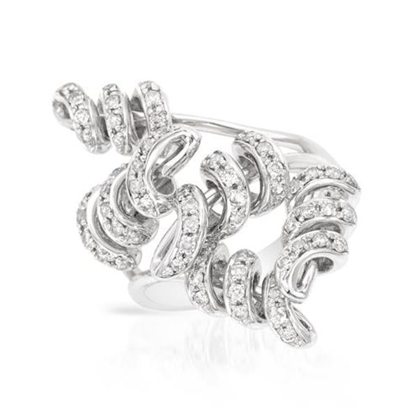 Natural 0.71 CTW Diamond Ring 14K White Gold - REF-135F2M