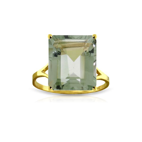 Genuine 6.5 ctw Green Amethyst Ring 14KT Yellow Gold - REF-43N8R