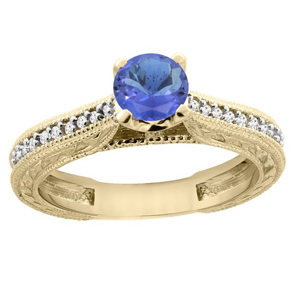 0.74 CTW Tanzanite & Diamond Ring 14K Yellow Gold - REF-55X9M