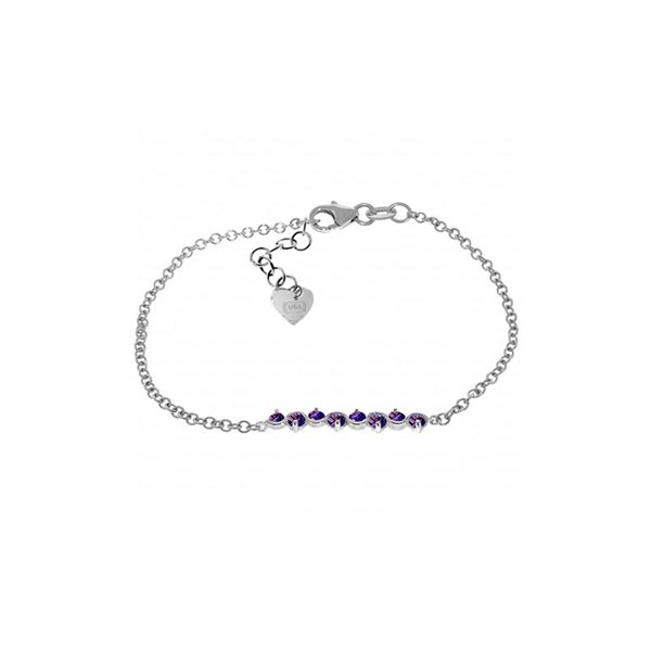 Genuine 1.55 ctw Amethyst Bracelet 14KT White Gold - REF-55A3K