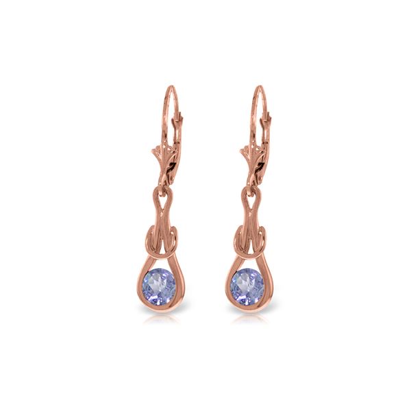 Genuine 1.30 ctw Tanzanite Earrings 14KT Rose Gold - REF-61T3A