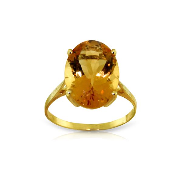 Genuine 6 ctw Citrine Ring 14KT Yellow Gold - REF-44A4K