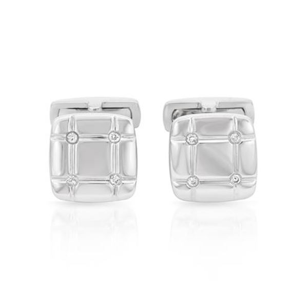 Natural 0.14 CTW Diamond Cuff Links 14K White Gold - REF-99T9X