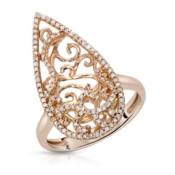 Natural 0.41 CTW Diamond Ring 14K Rose Gold - REF-61T2X