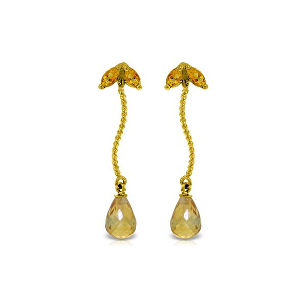 Genuine 3.4 ctw Citrine Earrings 14KT Yellow Gold - REF-21P6H