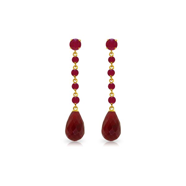 Genuine 31.6 ctw Ruby Earrings 14KT Yellow Gold - REF-55F2Z