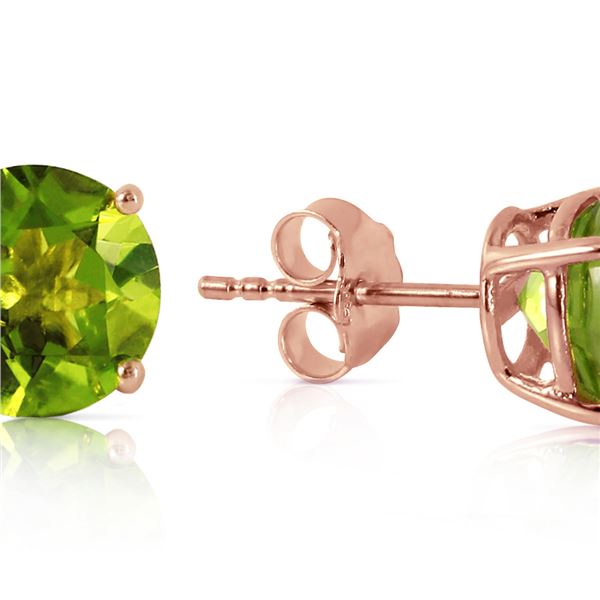 Genuine 3.1 ctw Peridot Earrings 14KT Rose Gold - REF-23X9M