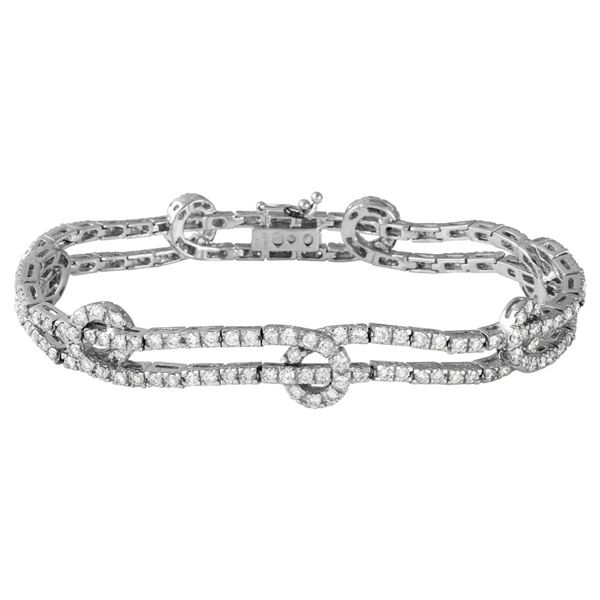 Natural 4.31 CTW Diamond Bracelet 18K White Gold - REF-566T3X