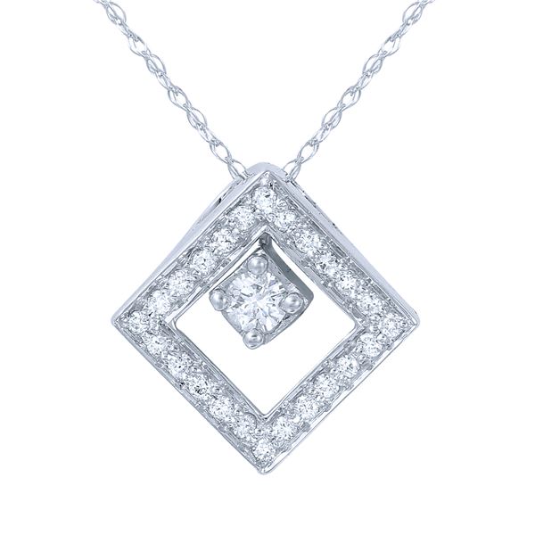 Natural 0.25 CTW Diamond Necklace 14K White Gold - REF-40N5Y