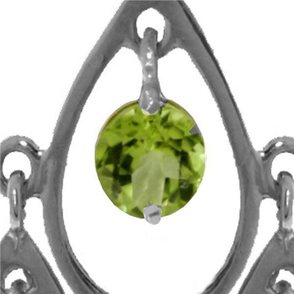 Genuine 1.20 ctw Peridot Necklace 14KT White Gold - REF-30K7V