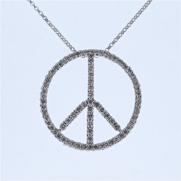 Natural 0.80 CTW Diamond Necklace 14K White Gold - REF-82K8R