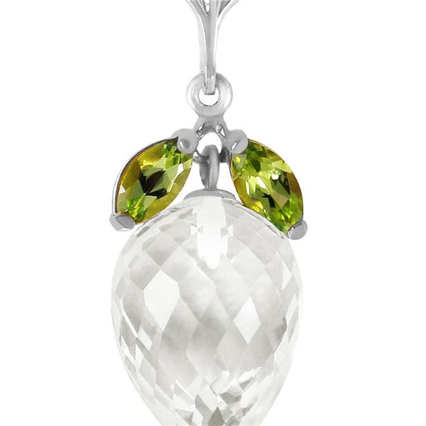 Genuine 12.75 ctw White Topaz & Peridot Necklace 14KT White Gold - REF-34N7R