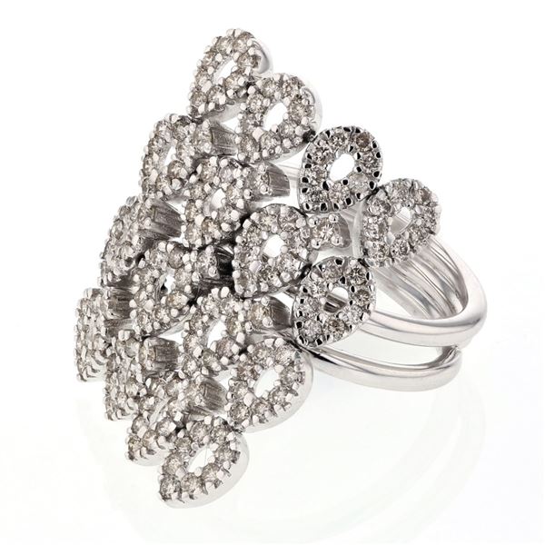 Natural 1.29 CTW Diamond Ring 14K White Gold - REF-144F2M