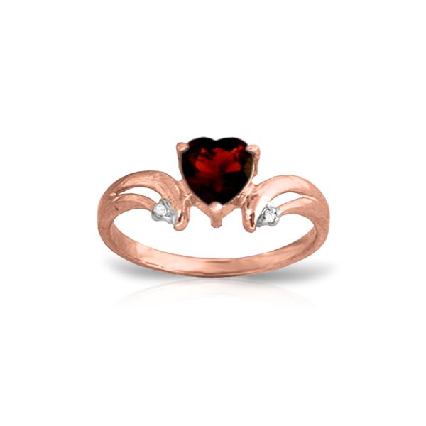 Genuine 1.26 ctw Garnet & Diamond Ring 14KT Rose Gold - REF-42V2W