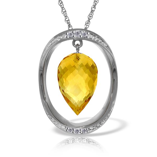 Genuine 9.6 ctw Citrine & Diamond Necklace 14KT White Gold - REF-109T6A