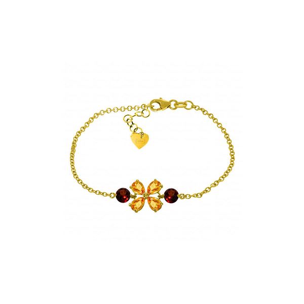 Genuine 3.15 ctw Citrine & Garnet Bracelet 14KT Yellow Gold - REF-56V4W