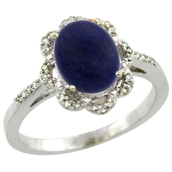 1.98 CTW Lapis Lazuli & Diamond Ring 14K White Gold - REF-44M2K