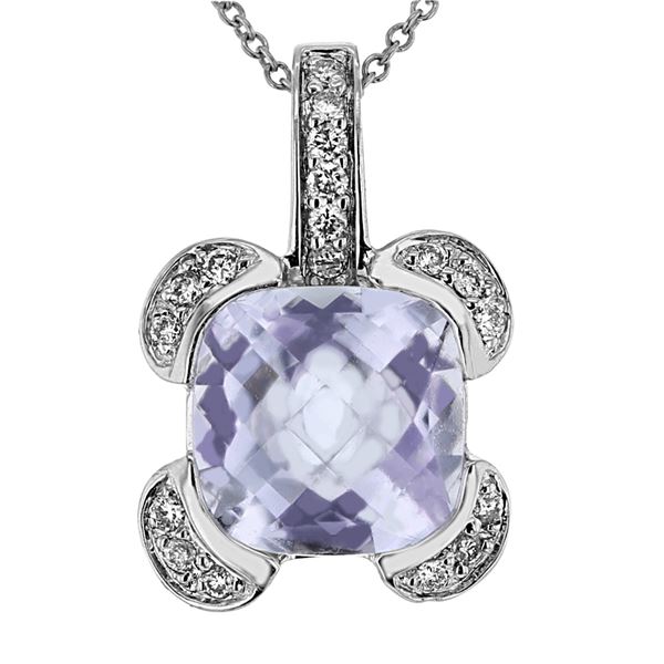 Natural 3.83 CTW Amethyst & Diamond Necklace 14K Gold - REF-45F9M