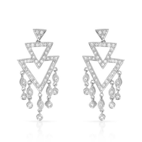 Natural 0.82 CTW Diamond Earrings 18K White Gold - REF-127F8M