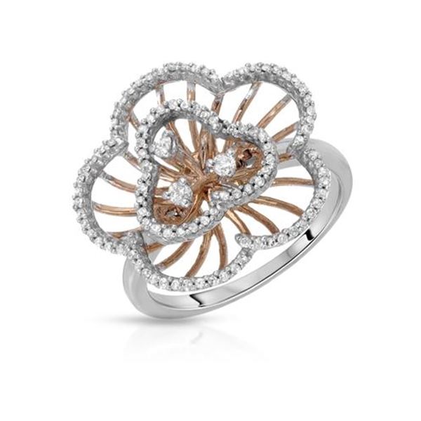 Natural 0.42 CTW Diamond Ring 14K Two Tone Rose Gold - REF-59K4R