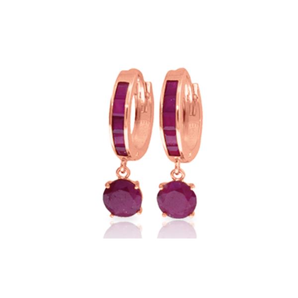 Genuine 3.3 ctw Ruby Earrings 14KT Rose Gold - REF-59T2A