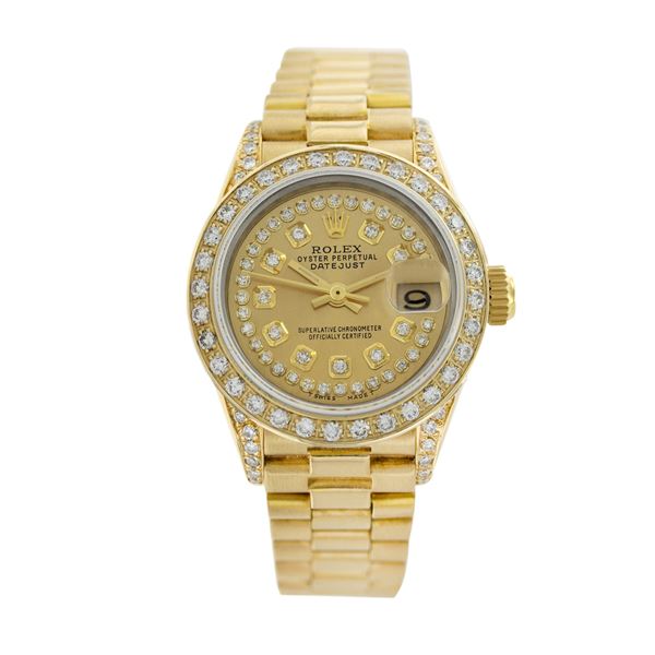 Rolex Pre-owned 26mm Womens String Champagne 18K Gold