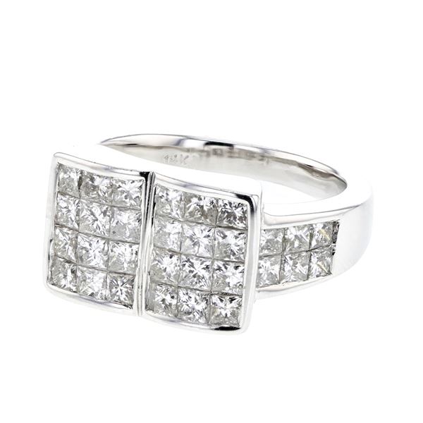 Natural 2.59 CTW Princess Diamond Ring 14K White Gold - REF-433W8H