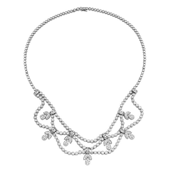 Natural 4.36 CTW Diamond Necklace 18K White Gold - REF-806K4R