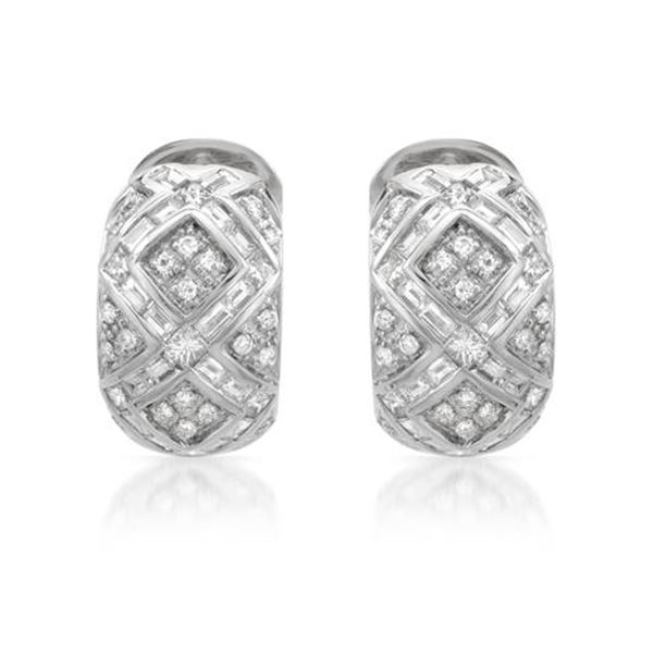 Natural 2.73 CTW Baguette & Diamond Earrings 14K White Gold - REF-356K4R