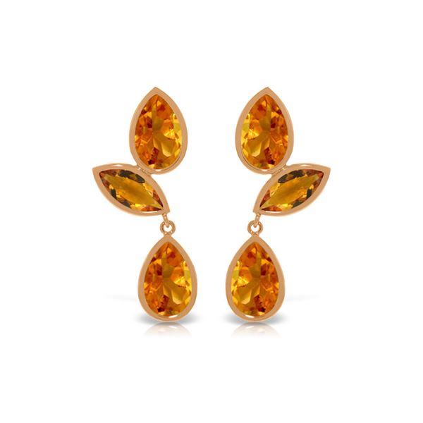 Genuine 13 ctw Citrine Earrings 14KT Rose Gold - REF-58A7K