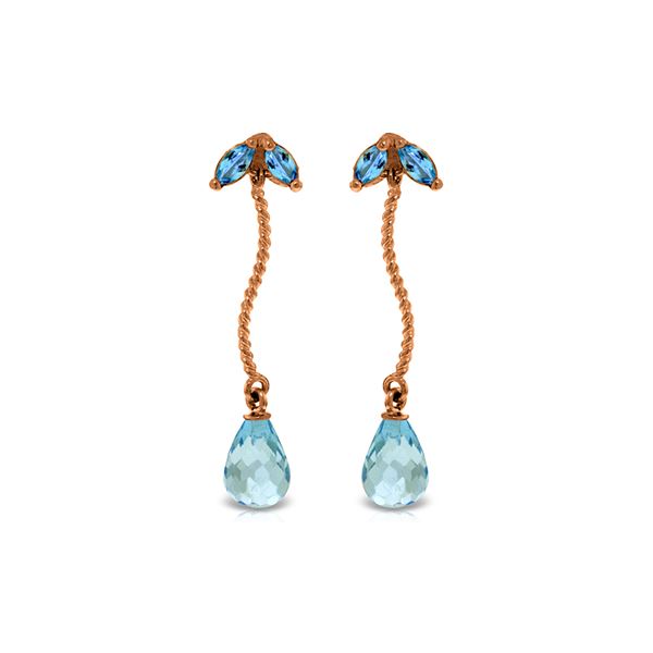 Genuine 3.4 ctw Blue Topaz Earrings 14KT Rose Gold - REF-21V6W