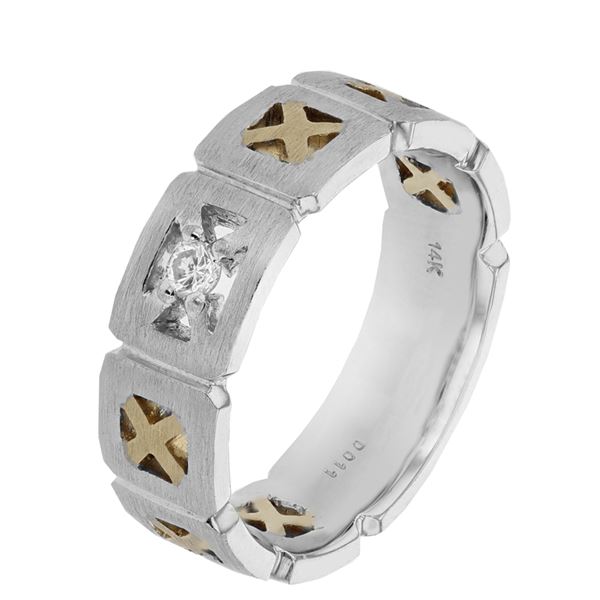 Natural 0.11 CTW Diamond Ring 14K Two Tone Gold - REF-73F8M