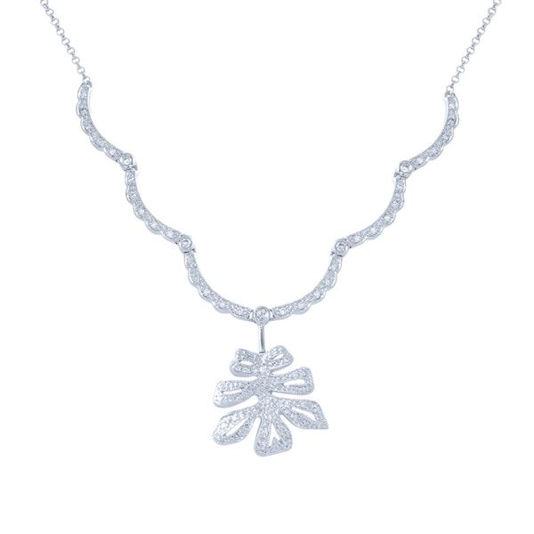 Natural 0.59 CTW Diamond Necklace 18K White Gold - REF-153N2Y