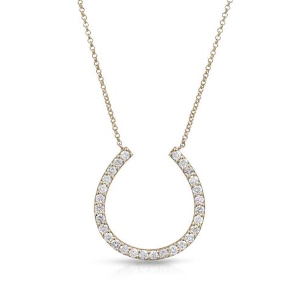 Natural 0.75 CTW Diamond Necklace 14K Yellow Gold - REF-90K9R