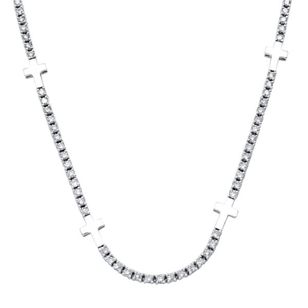Natural 3.08 CTW Diamond Necklace 18K White Gold - REF-246F6M