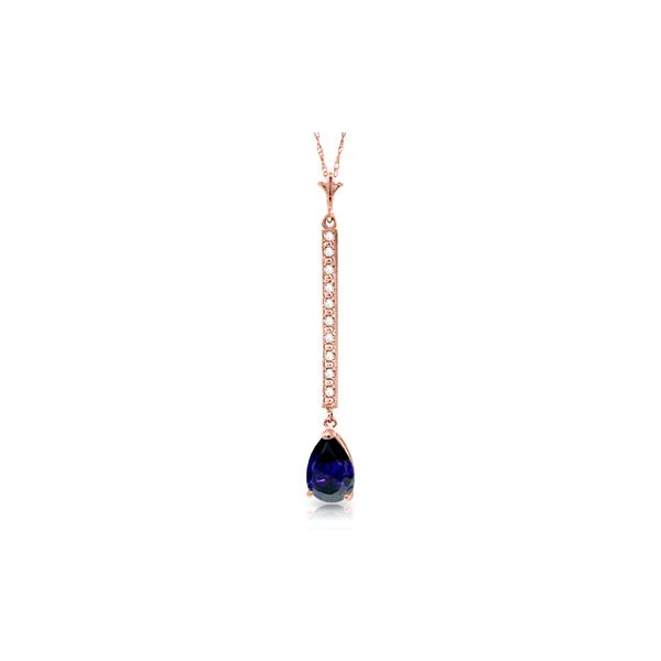 Genuine 1.80 ctw Sapphire & Diamond Necklace 14KT Rose Gold - REF-38X2M