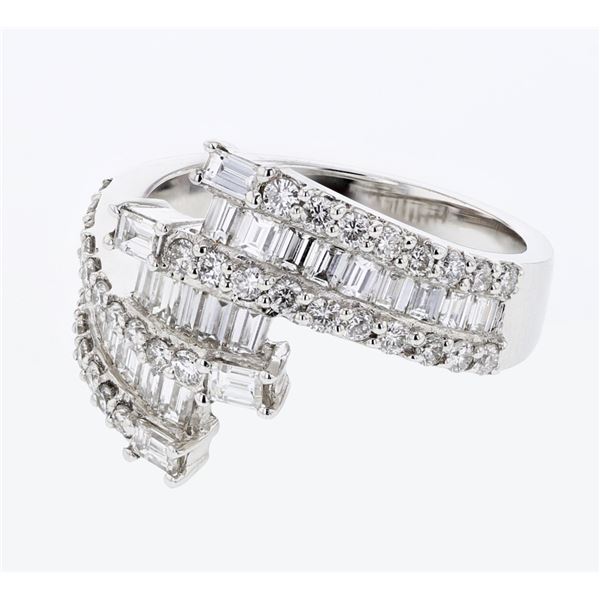 Natural 1.70 CTW Baguette & Diamond Ring 18K White Gold - REF-216N2Y