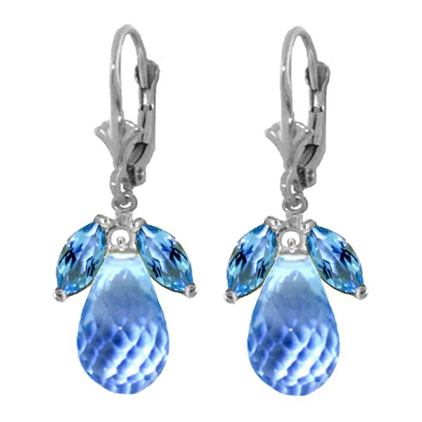 Genuine 14.4 ctw Blue Topaz Earrings 14KT White Gold - REF-46N7R