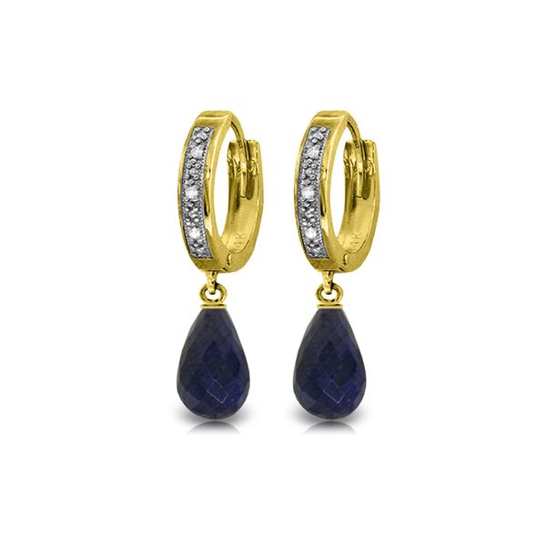 Genuine 6.64 ctw Sapphire & Diamond Earrings 14KT Yellow Gold - REF-50T2A