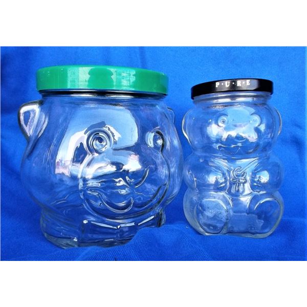 Two Vintage Kraft Peanut Butter Bear Jars