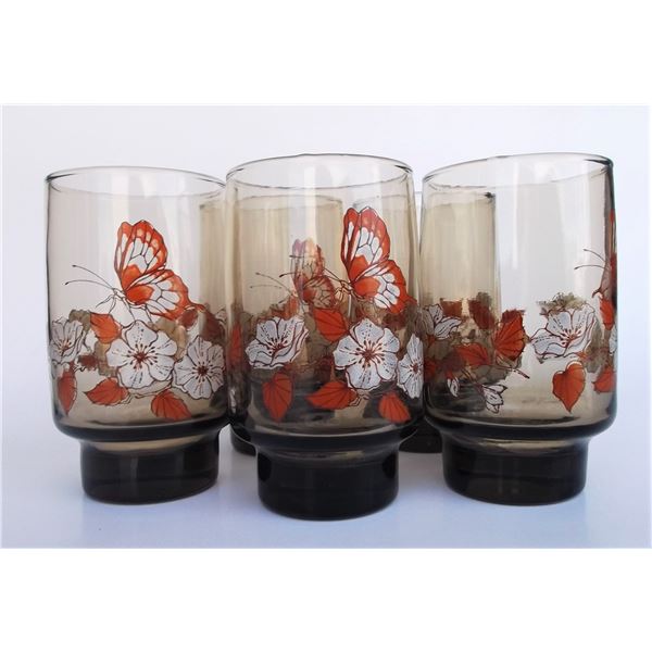 Vintage Glassware - Set of 5 Butterfly Pattern