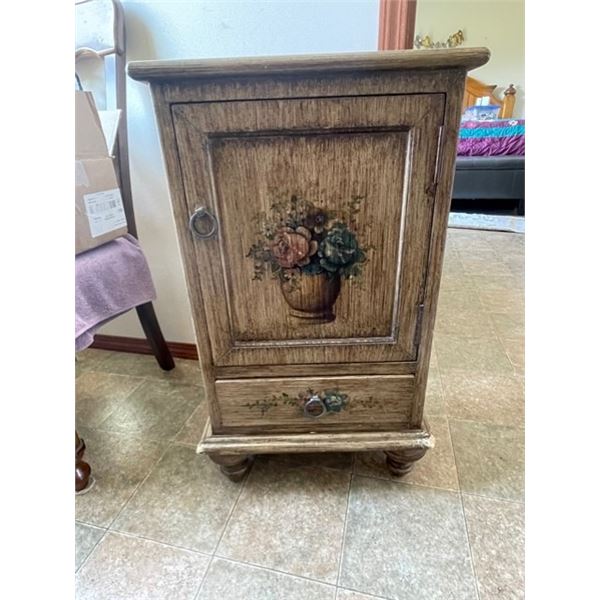 Storage cabinet With Hand Painted Flowers, 3' High, 14" depth, 2' wide