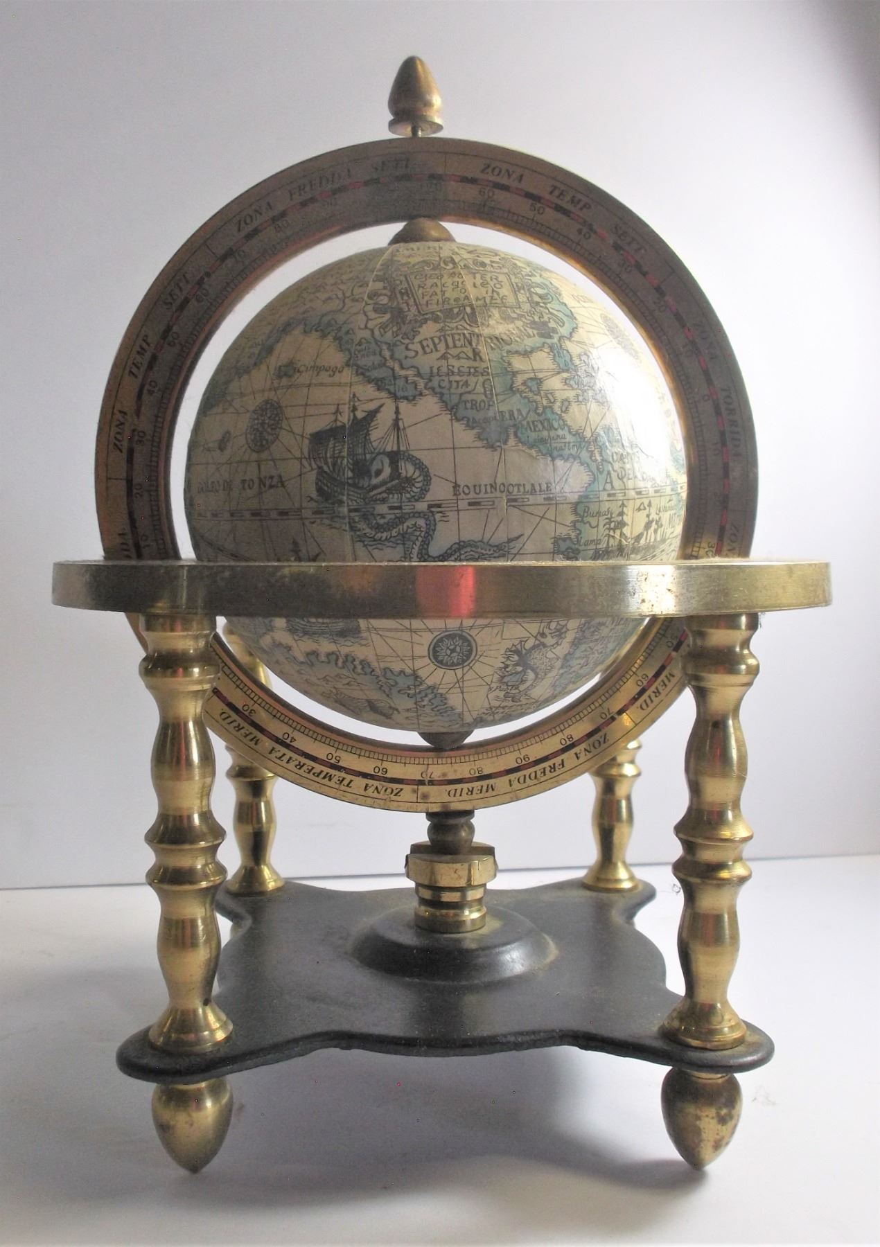 Globe in Brass Holder