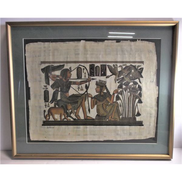 Framed Egyptian Papyrus Art - Hunter