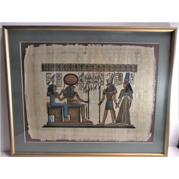 Framed Egyptian Papyrus Art - Meeting of the Gods