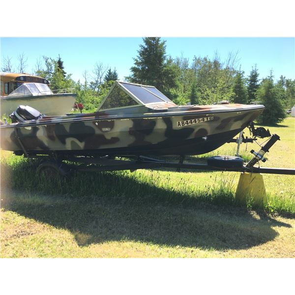 14.5'  Boat, Mercury Motor  and Trailer (AB 4495416) - PICK UP ONLY AT FARM