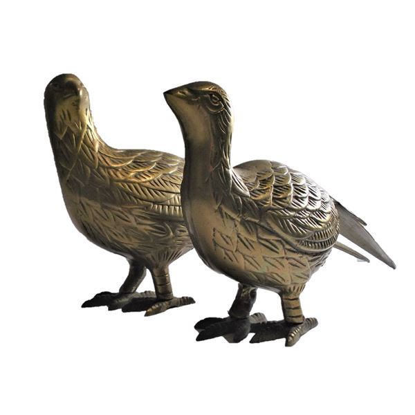 Pair of Brass Pheasants