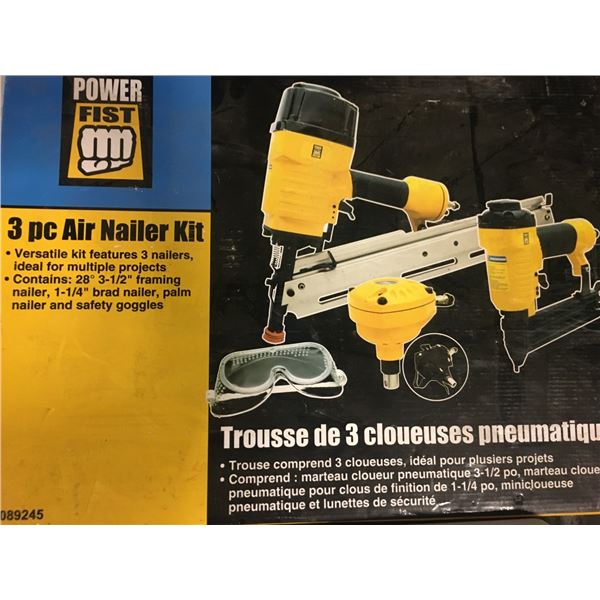 Power Fist 3 Piece Air Nailer Kit