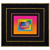 Image 1 : Peter Max- Original Lithograph "Flag with Heart on Blends"